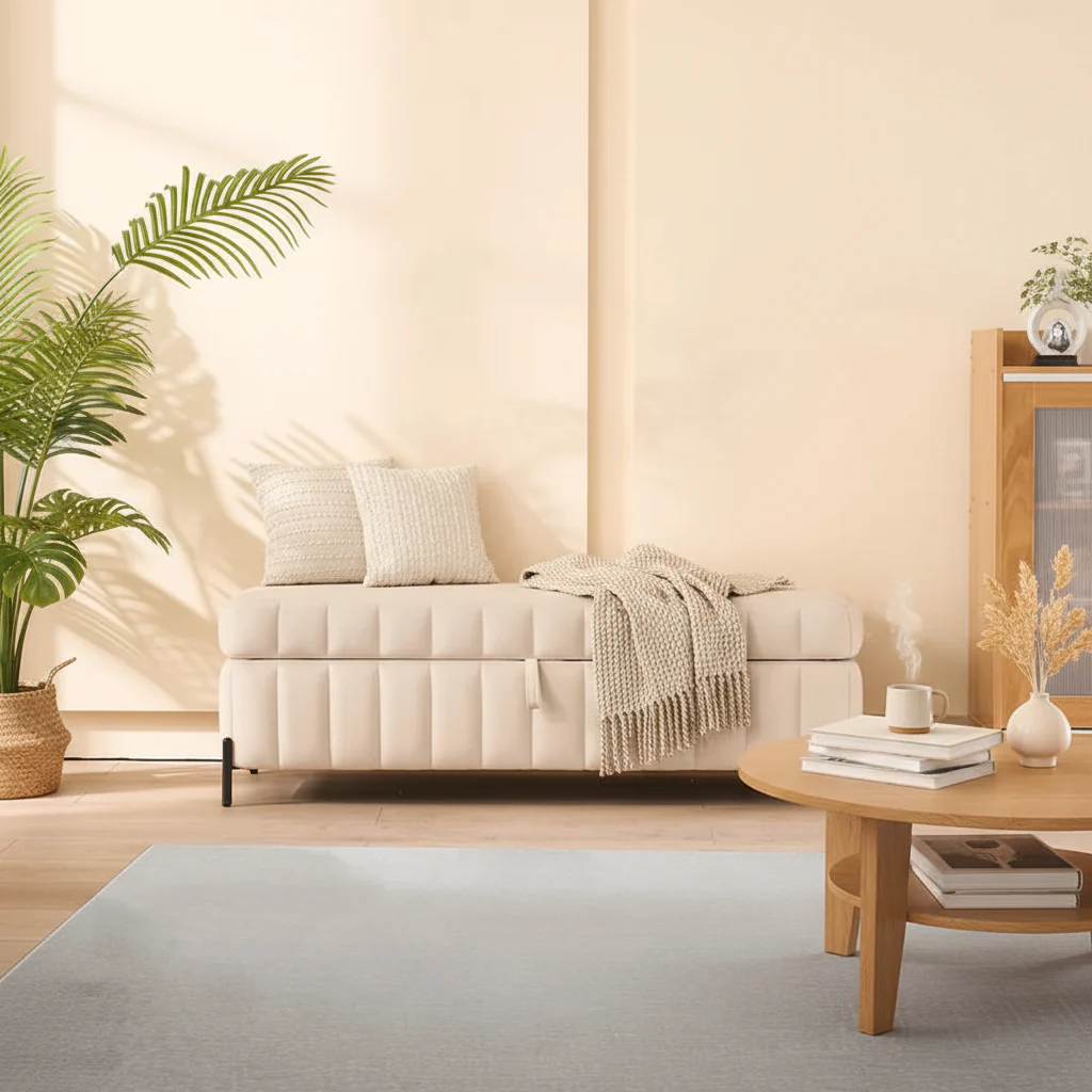 49.21Wide Velvet Storage Soft Bench for Living Room, Entryway and Bedroom