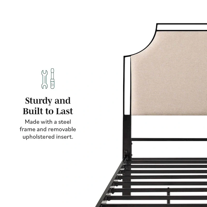 Middlebrook Designs Upholstered Curved Metal Queen Bedframe