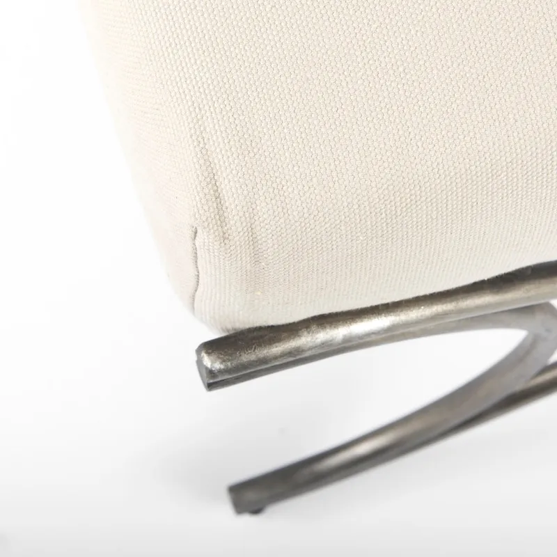 Gray Fabric Upholstered Bench with Gold Metal Legs