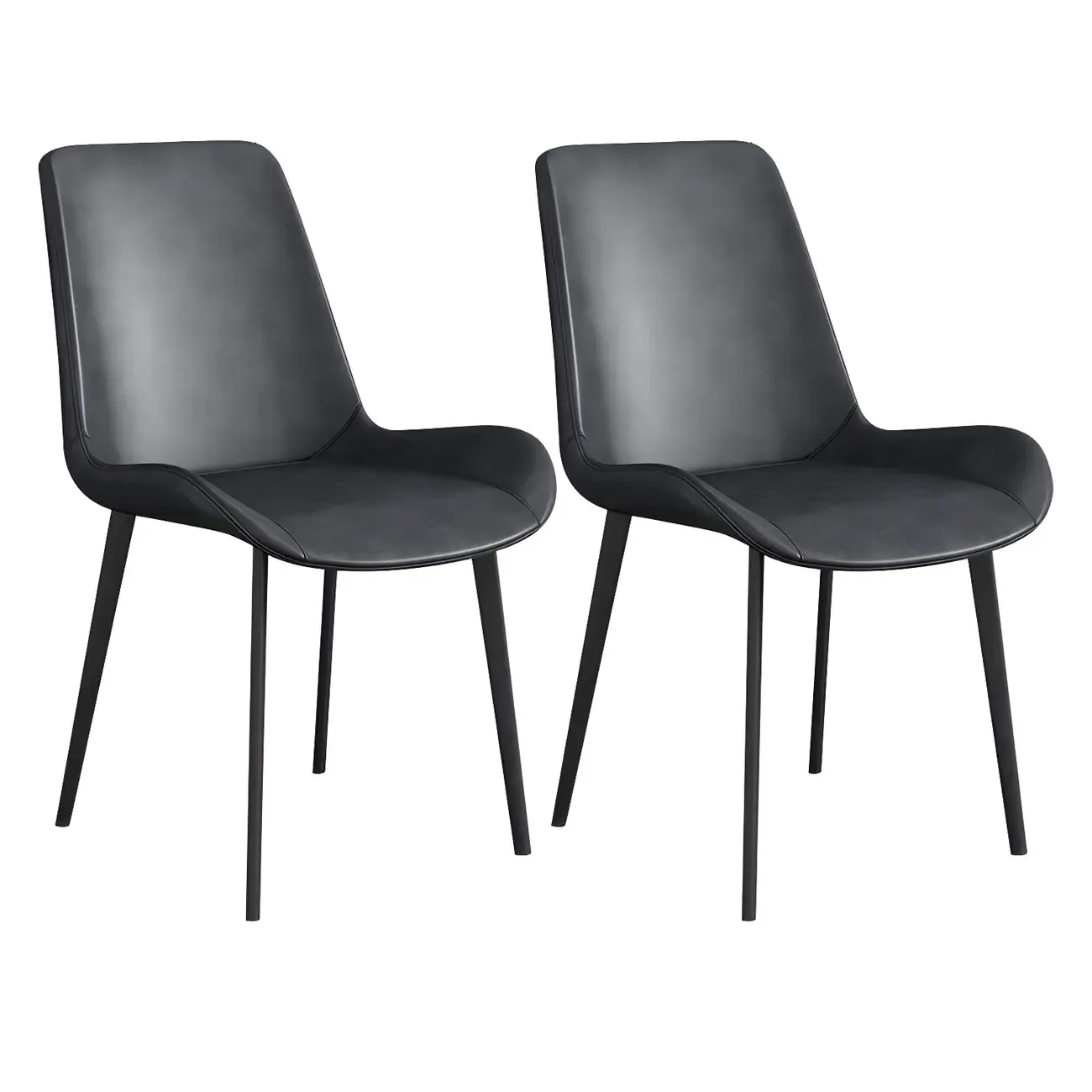 Sloped Armless Leather Upholstered Parsons Dining Chair