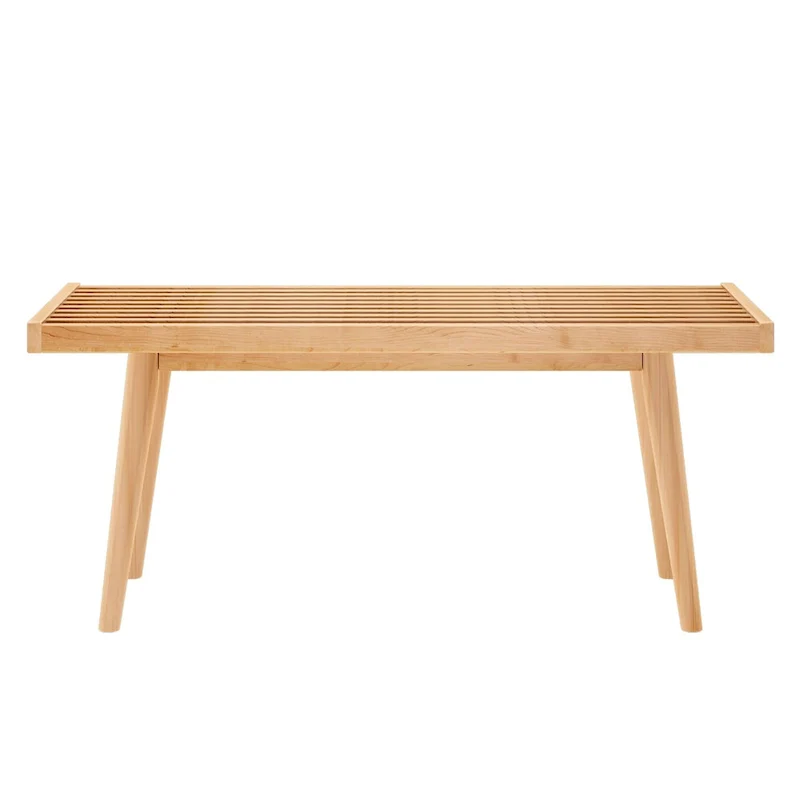 Plank and Beam Mid Century Single Wood Entryway Bench - 41.3 L x 16.5 W x 17.5 H