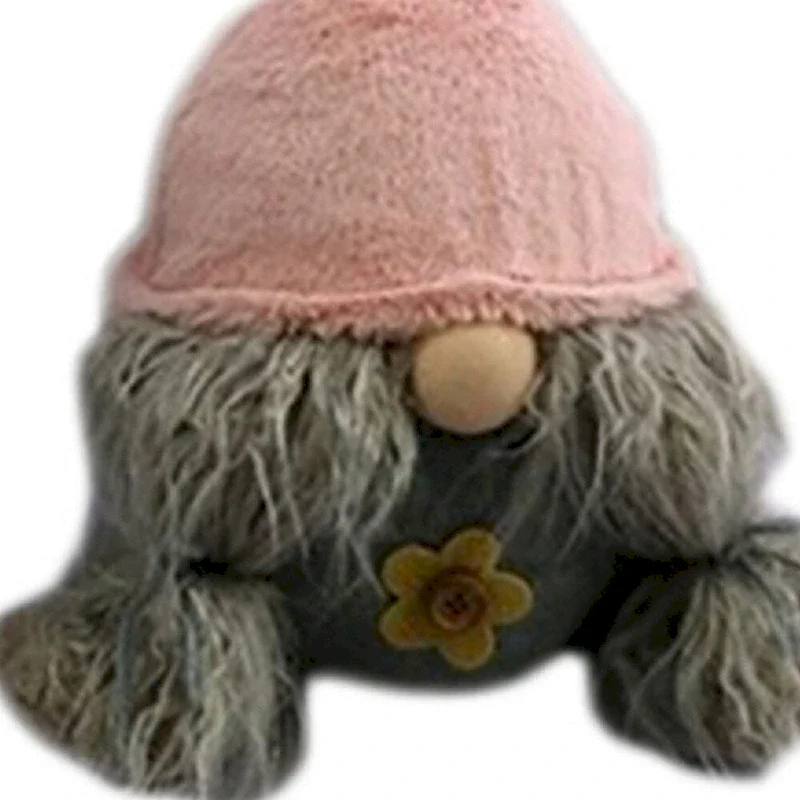 HomeRoots 19  Gray and Pink Fabric Bunny Ears Standing Gnome - 6.3' X '19.3' X '7.5