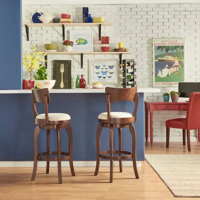 Lyla Swivel 29-inch Brown High Back Bar Height Barstool by iNSPIRE Q Classic