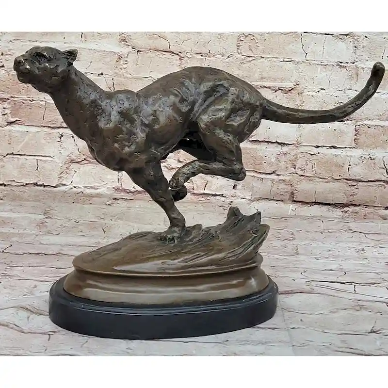 Running Panther Puma Mountain Imitative Lion Bronze Sculpture Statue Wildlife Original Art
