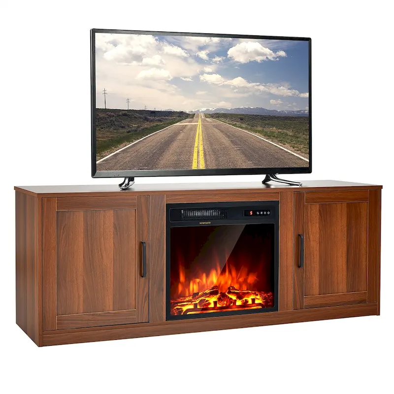 Costway 58 Fireplace TV Stand Entertainment Console W/ 18 Electric