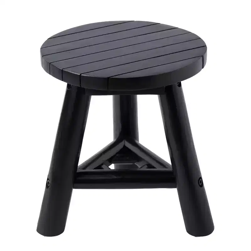 JONATHAN Y Triform 13.8 Modern Minimalist Handcrafted Solid Teak Wood Accent Stool with Tri-Leg Base