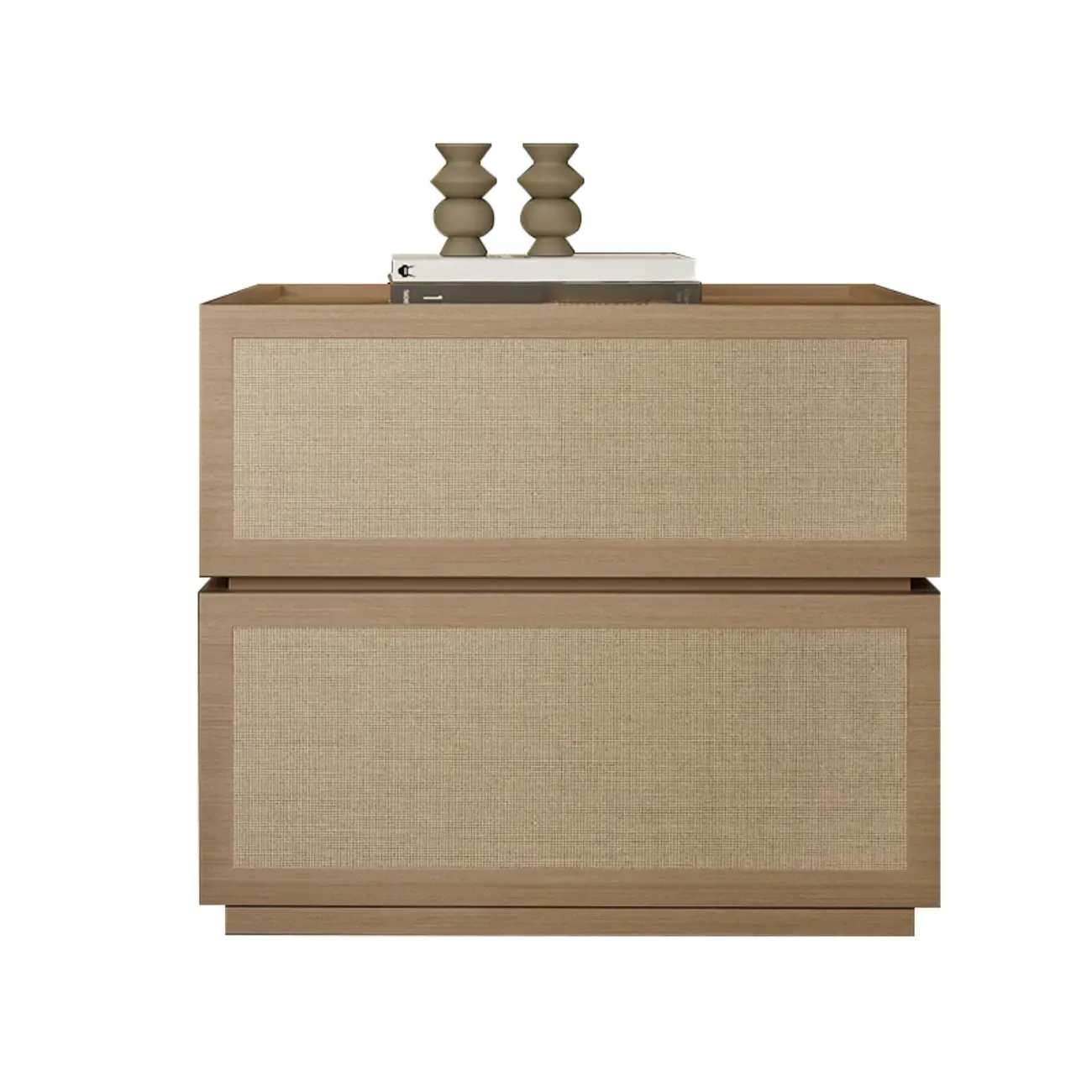 Dark Walnut 2-Drawer Fabric Wood Frame Nightstand