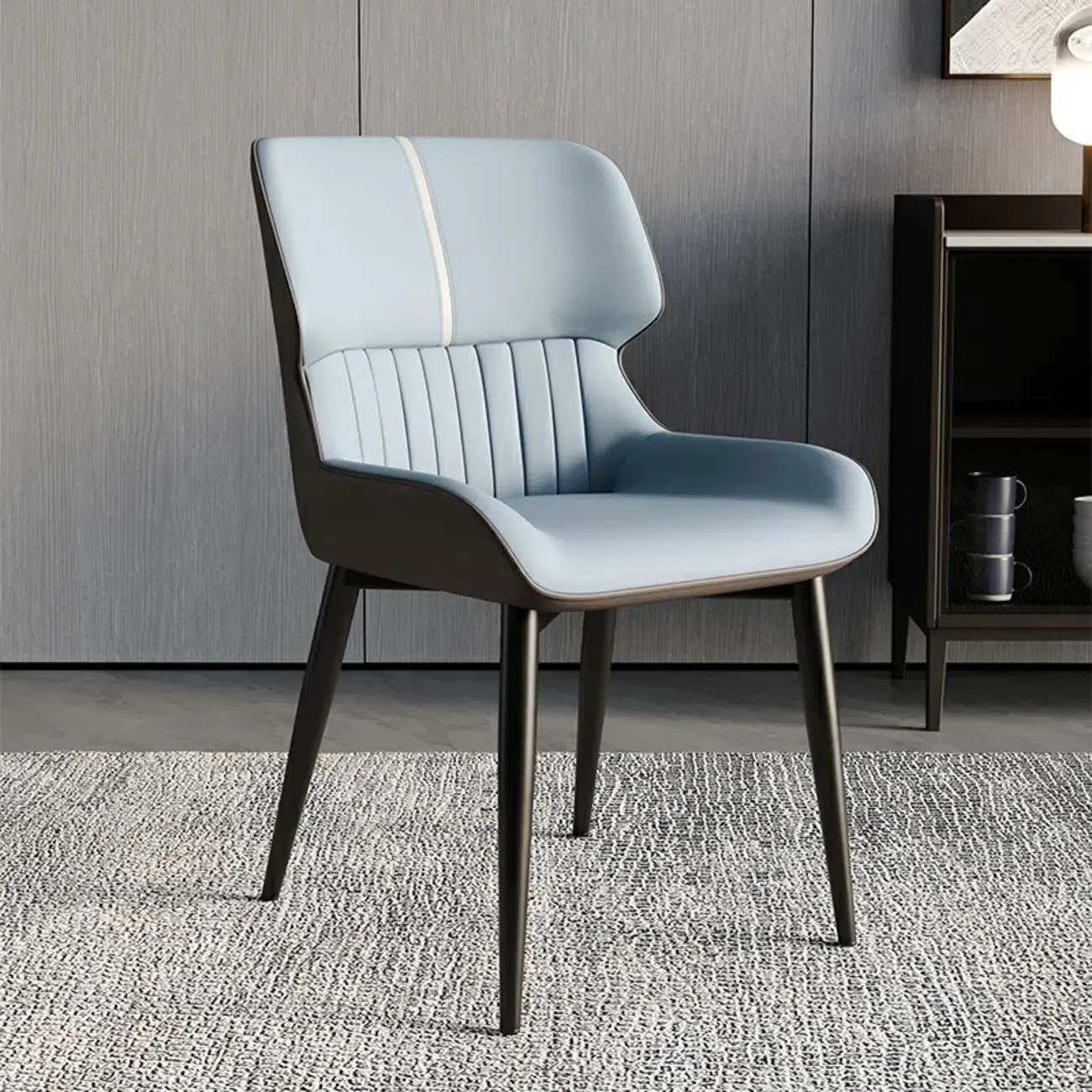 Leather Low Solid Back Armless Dining Side Chair