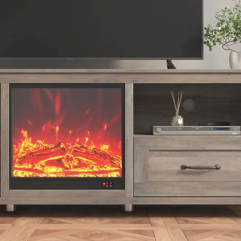 WESOME 70 Fireplace TV Stand Entertainment Center with 18 Electric Fireplace