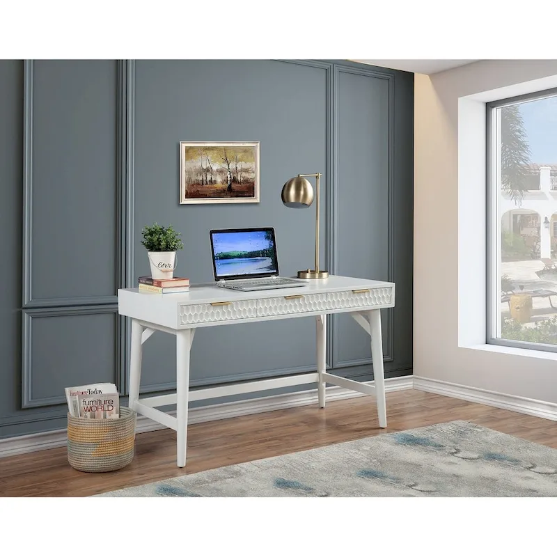 White Pearl Large Desk, White