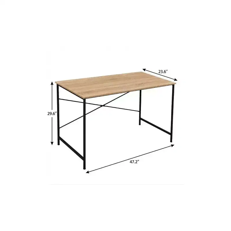 HomeRoots 47 Natural and Black Wood and Metal Computer Desk