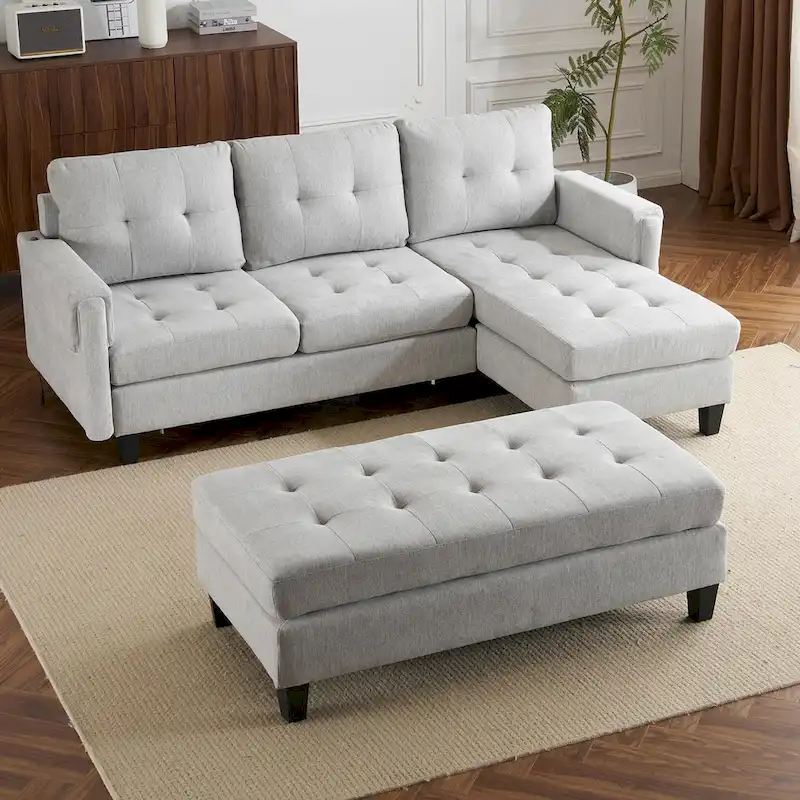 83.4inch L-shaped Sofa Sectional Couch Sofa Bed