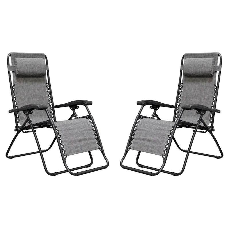 Infinity Zero Gravity Steel Frame Patio Deck Chair, Grey (Pair) - 22