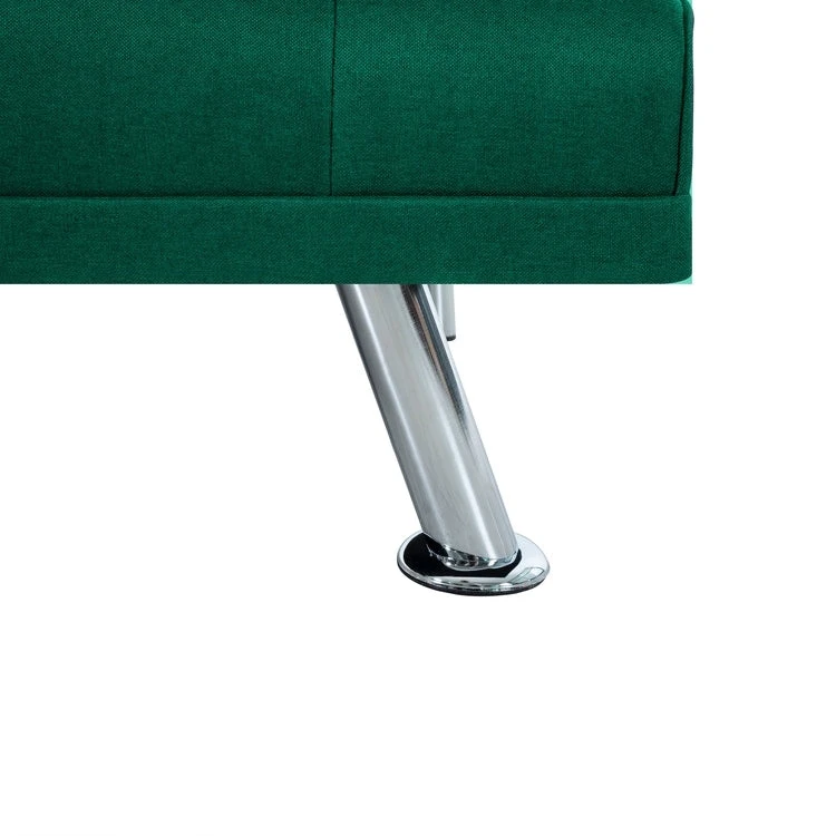 Futon Sofa Bed Couch with Armrest & Cupholders, Faux Leather Sofa Bed Couch Convertible Folding Reclining Small Couch