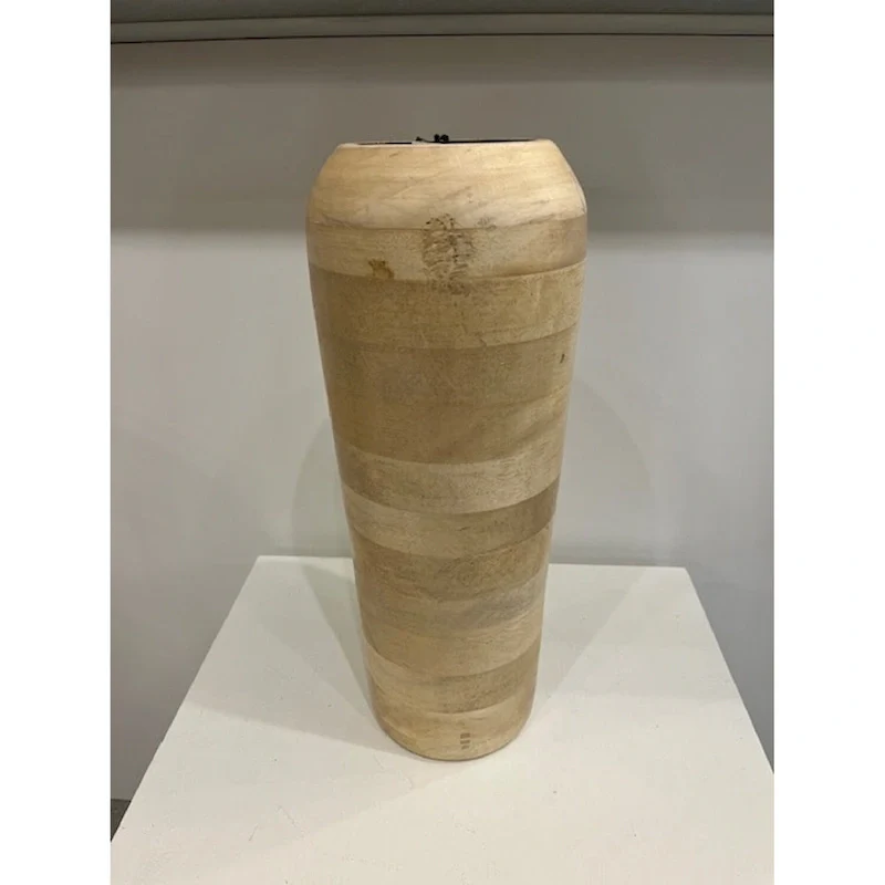 Walsall Vase Mango Wood Lg L 7.5  x W 7.5  x H 18  - Sun Bleached