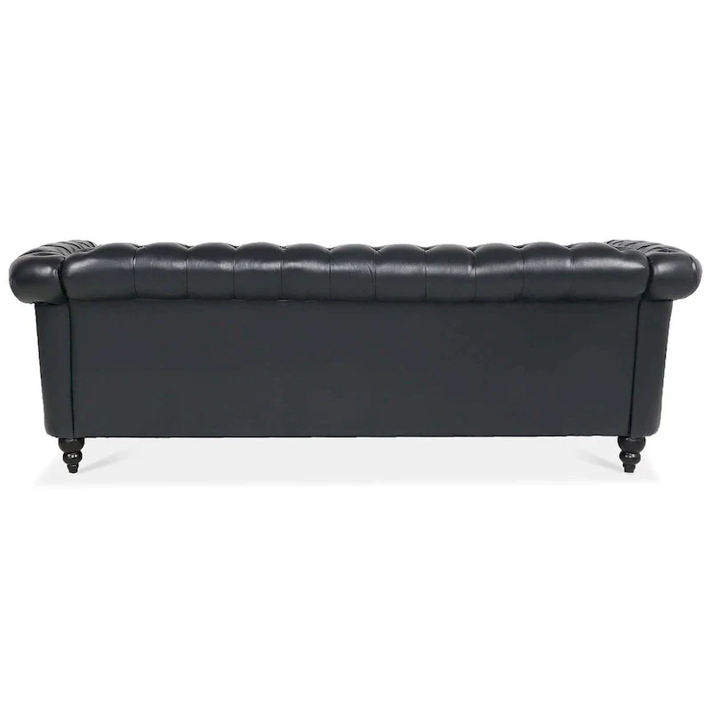84.65 Chesterfield Tufted Faux Leather Sofa with Rolled Arms