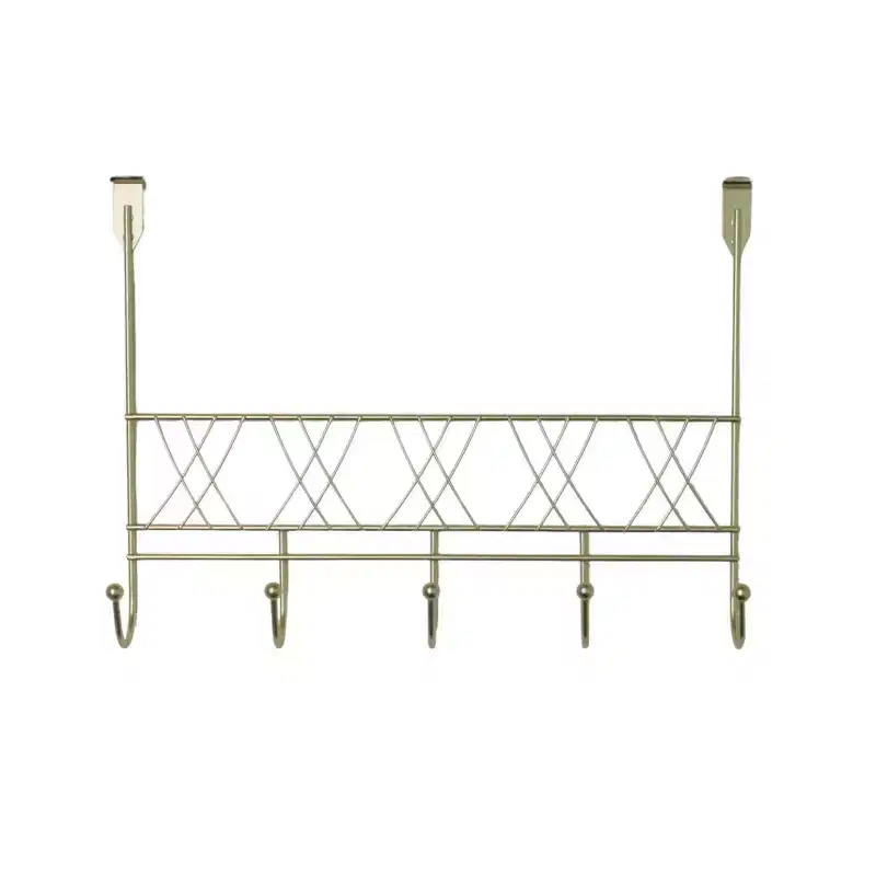 Home Collection Over The Door 5 Hook Rack Closet Storage Organizer Gold