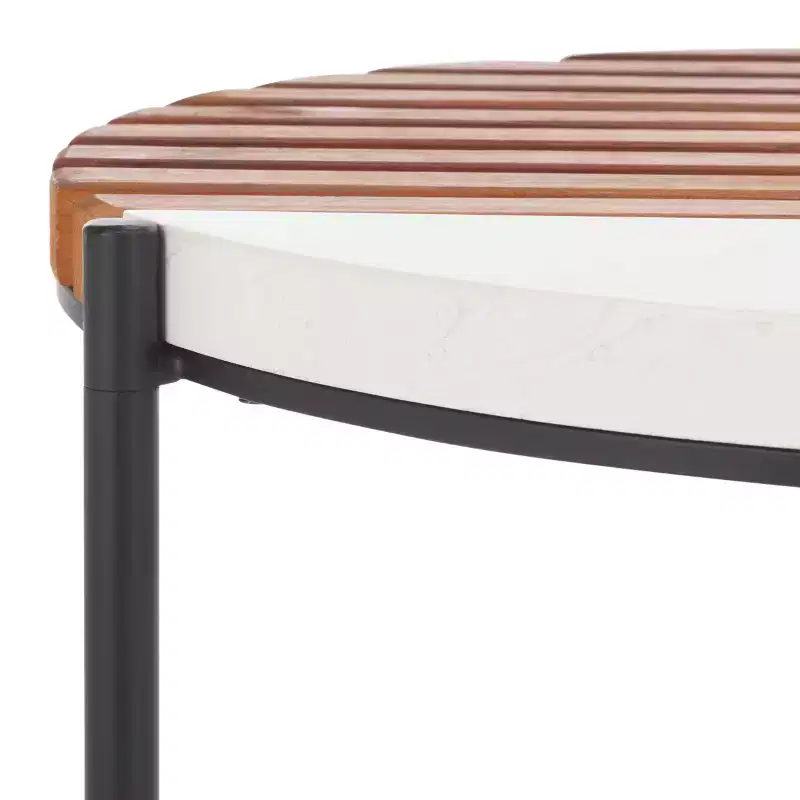Dallas End Table - ACC2502A - Brown/White Faux Marble - Safavieh