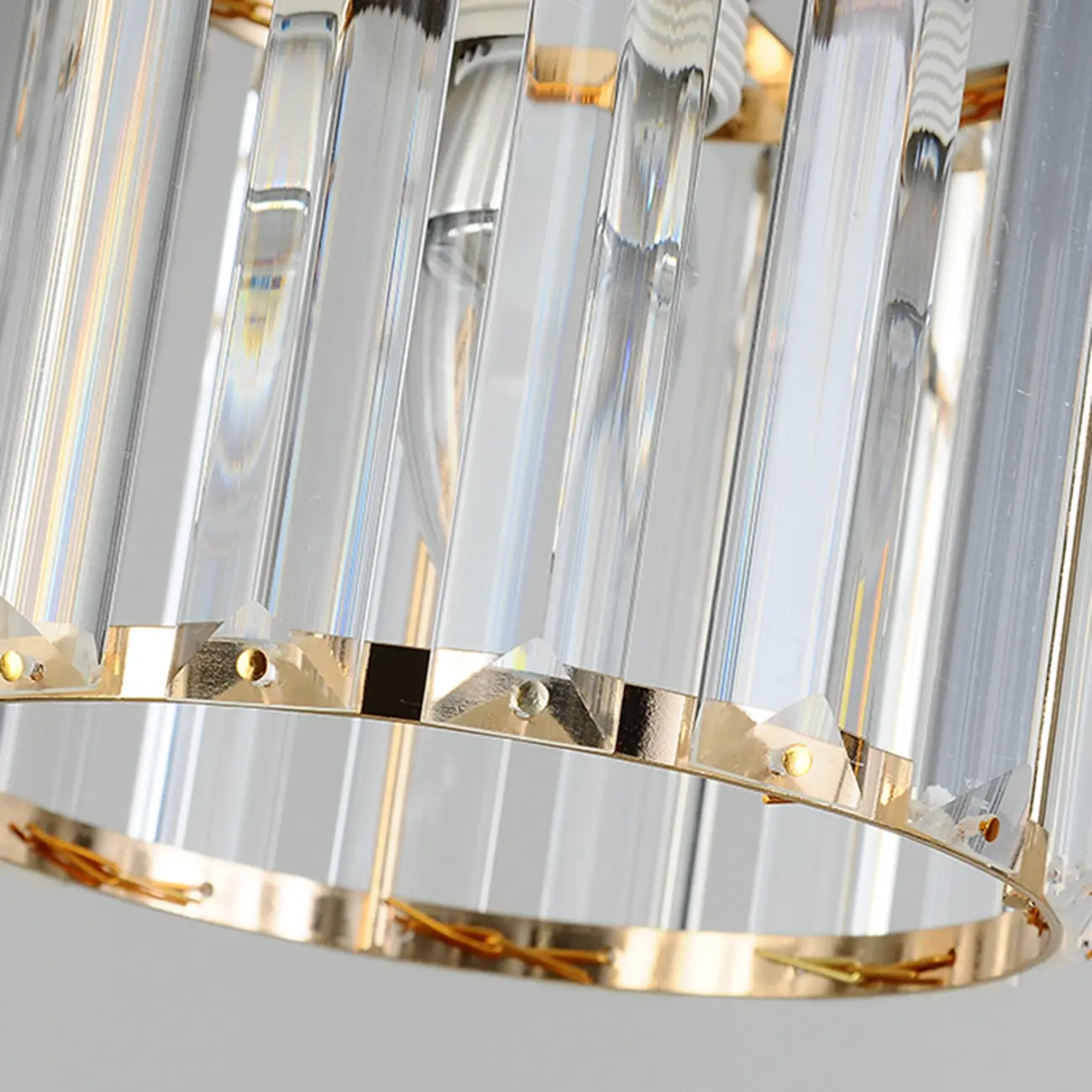 Art Deco Gold Metal Crystal Geometric Pendant Light