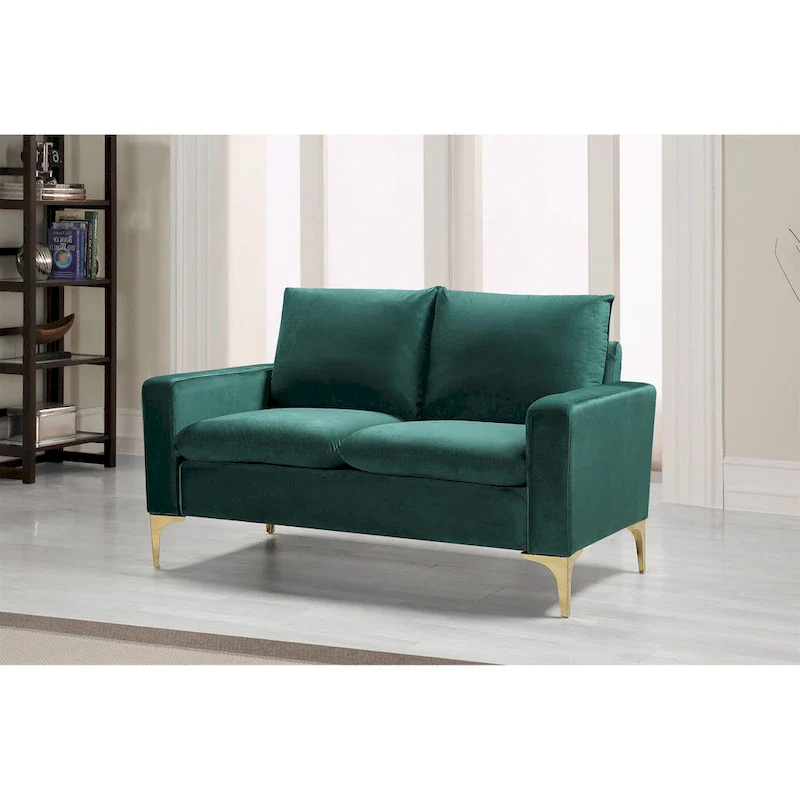 Velvet Loveseat with Gold-Tone Legs