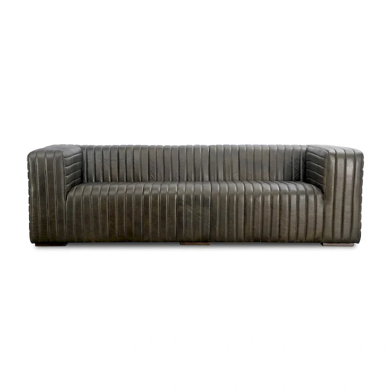 Aurelle Home Caolo Modern Channel-Stitched Leather Sofa