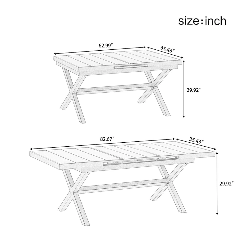 Outdoor Metal Chairs Set w/ 6 Chairs and 1 Extendable Table (Set of 7)