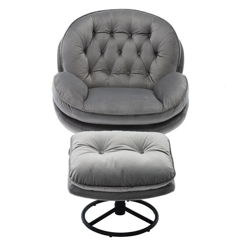 Accent chair TV Chair Living room Chair Grey with ottoman