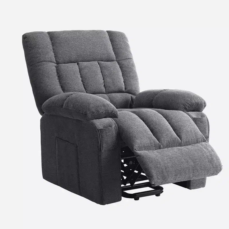 Zeus & Ruta Manual Adjustable Recliner Chair with Breathable Fabric , Side Pockets & High Backrest