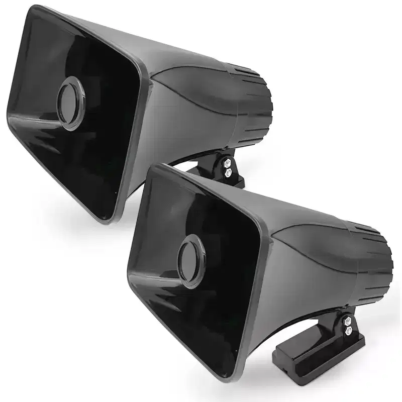 Pyle 6 Portable PA Horn Speaker for Indoor or Outdoor Use with 50W Peak Power, Lightweight and Compact Design and Broad Sound Coverage, Black, 2 Pack