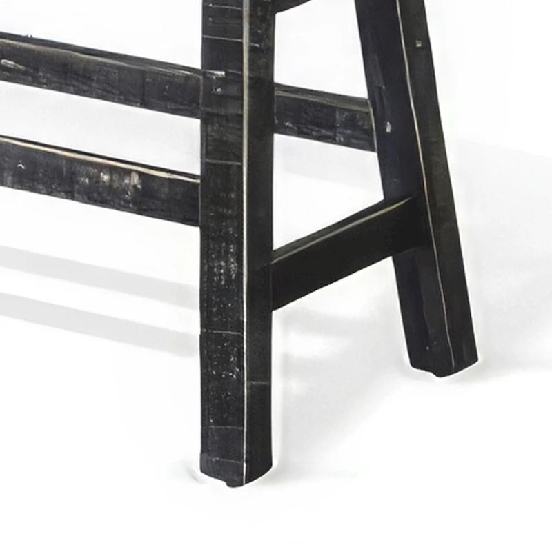 Rena Counter Height Bench, 33 Inch Rustic Black Mahogany Wood Frame