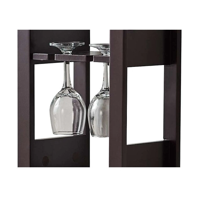 Floor Wine Rack - 12 Bottle Wine Storage Display Shelf with Wine Glass Holder , Cherry