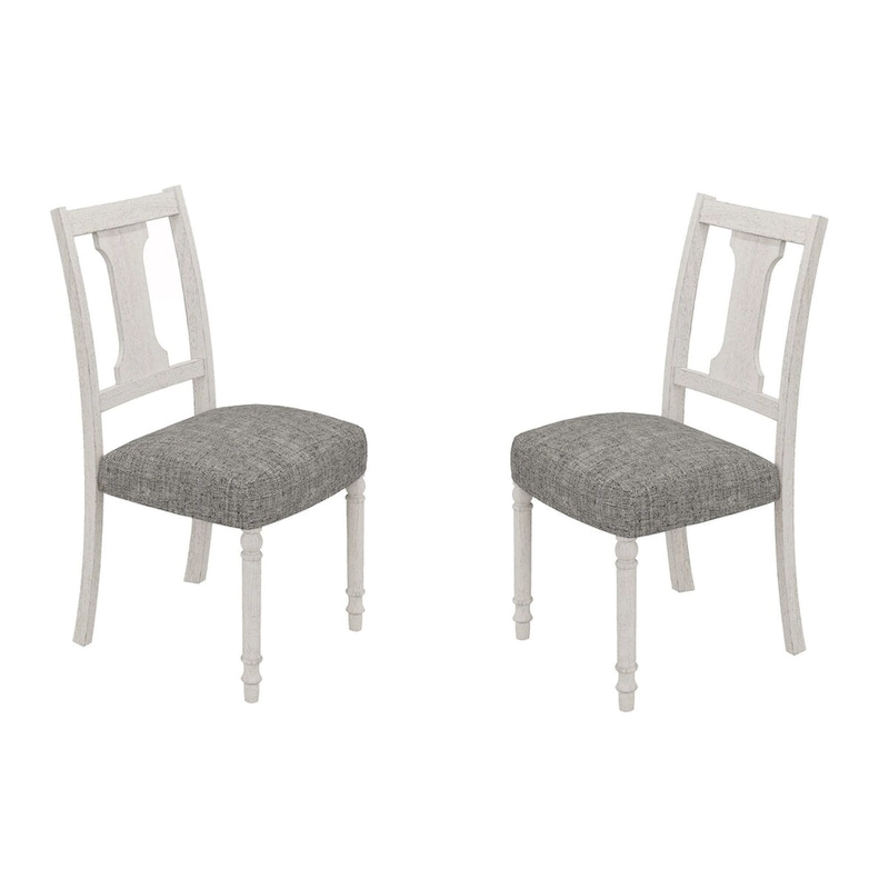 Sane 5pc Dining Table and Chair Set, Fiddleback, Round Top, Gray, White