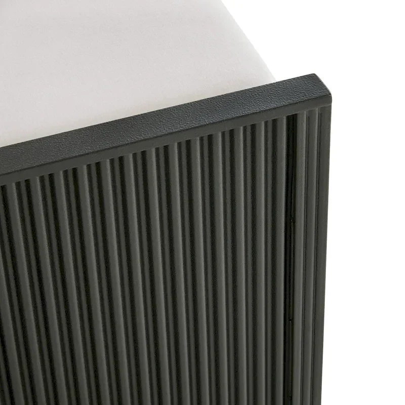 Black Metal Gray Fabric Queen Bed