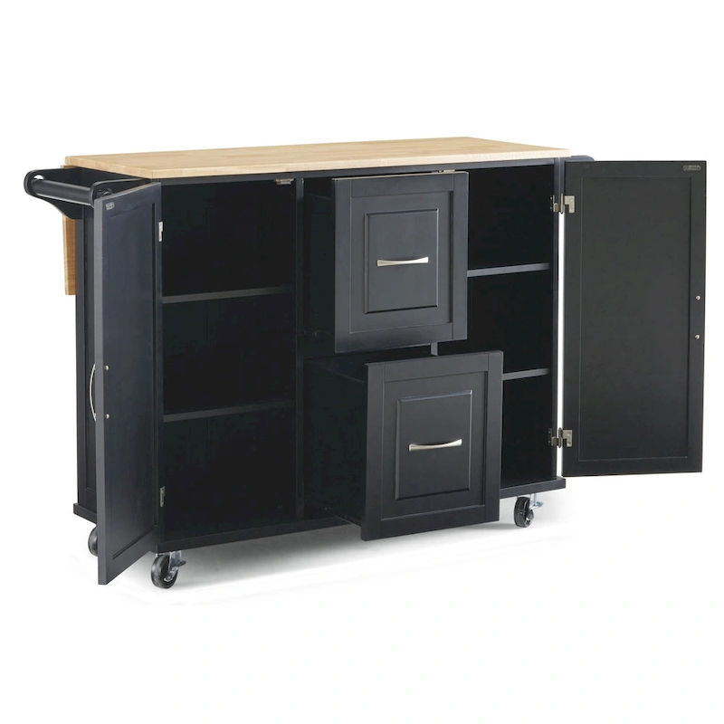 Homestyles Dolly Madison Black Wood Kitchen Cart - N/A
