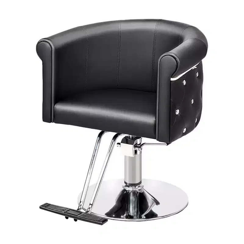 Karl Home Black Gold Modern Heavy Duty Hydraulic Swivel Hair Stylist Salon Chair with Curved Backrest