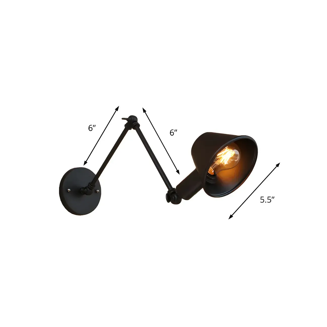 Adjustable Industrial Black  Swing Arm LED Wall Sconce