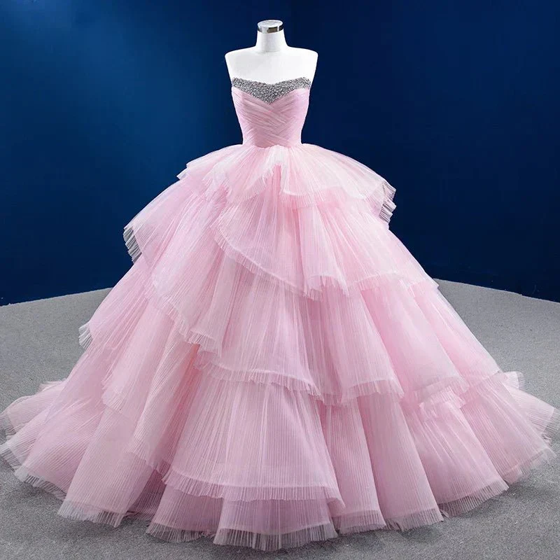 Quinceanera Dress Tiered Ball Gown Long Evening Dresses with Diamonds
