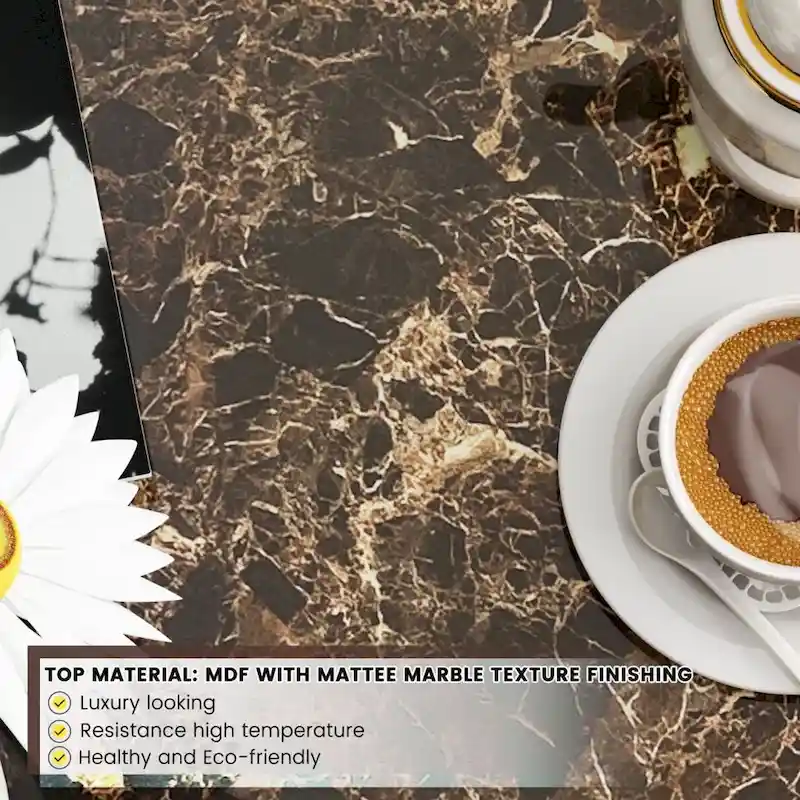 Mieres 39 Wide 2-Tier Faux Marble Top Coffee Table with Steel Frame