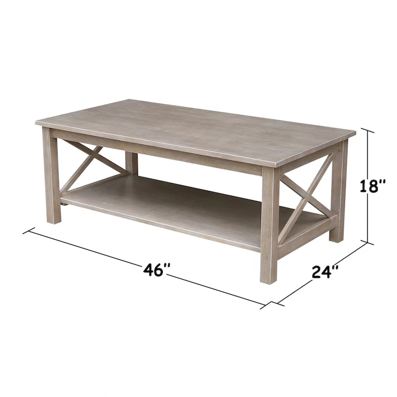 Solid Hardwood Coffee Table - Unfinished, White, Washed Gray Taupe, Espresso - Multi-Person Use