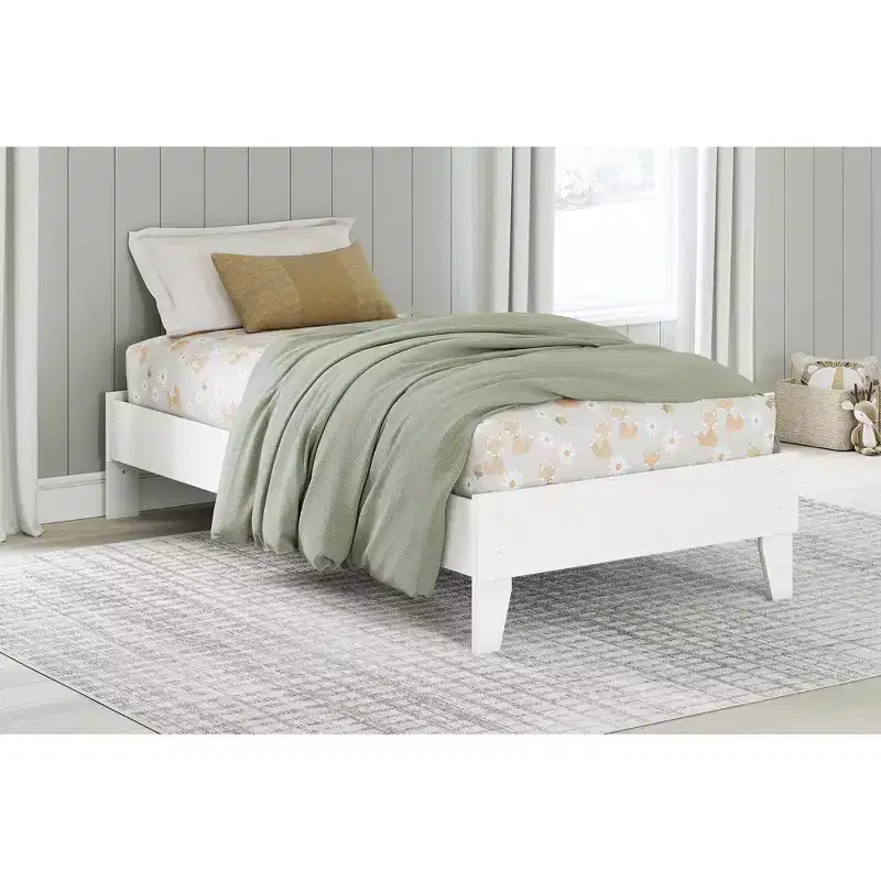 Signature Design by Ashley Hallityn Platform Bed in Matte White Finish