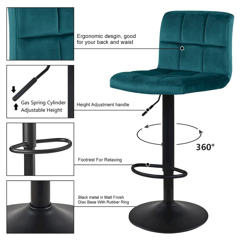 Swivel Adjustable Height with Armless Bar Stools