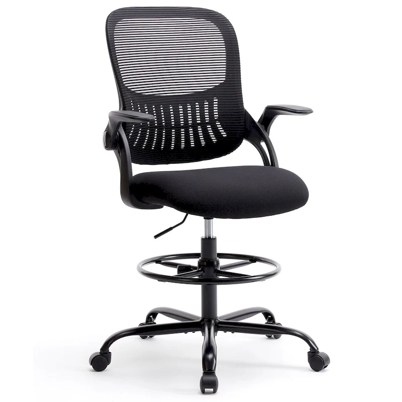 Drafting Tall Office Chair Ergonomic High Desk Chair with Flip-up Armrests
