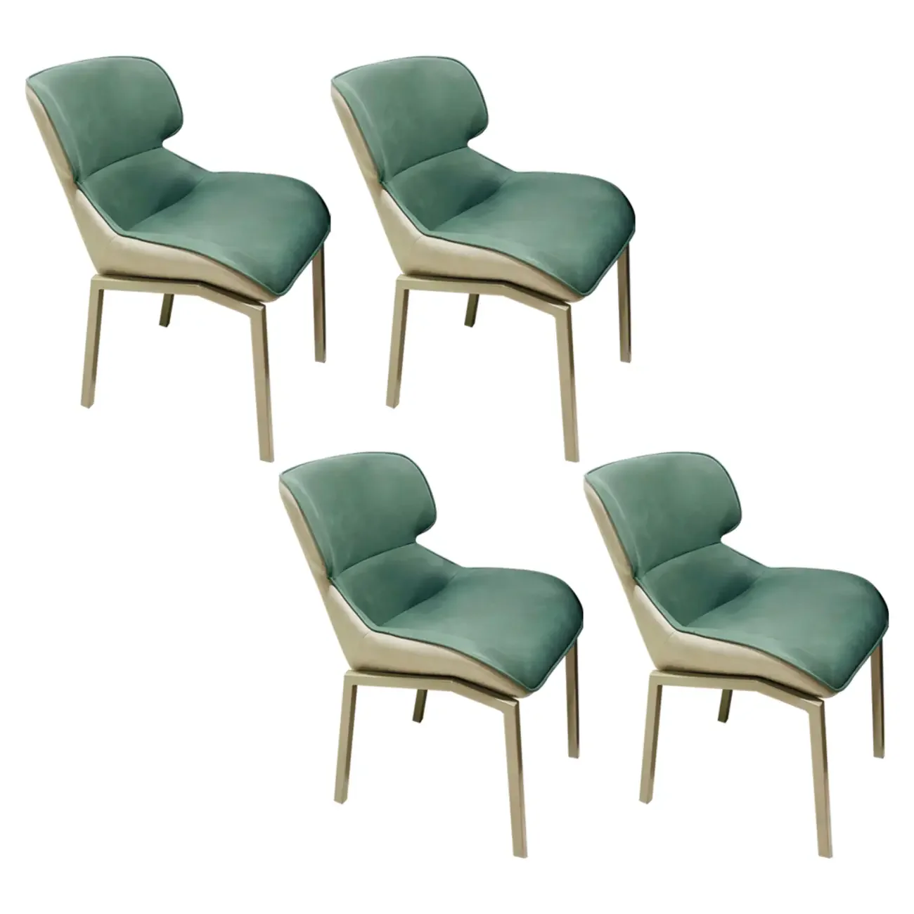 Camel Faux Leather Upholstered Dining Chair with Metal Legs