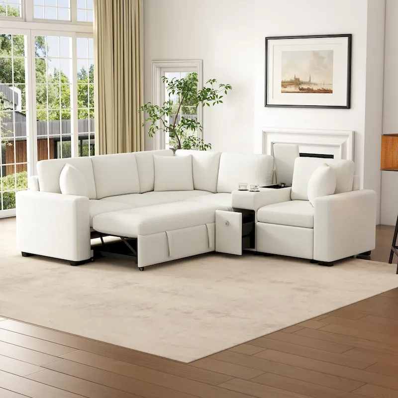 Chenille Pull-out Sofa Bed