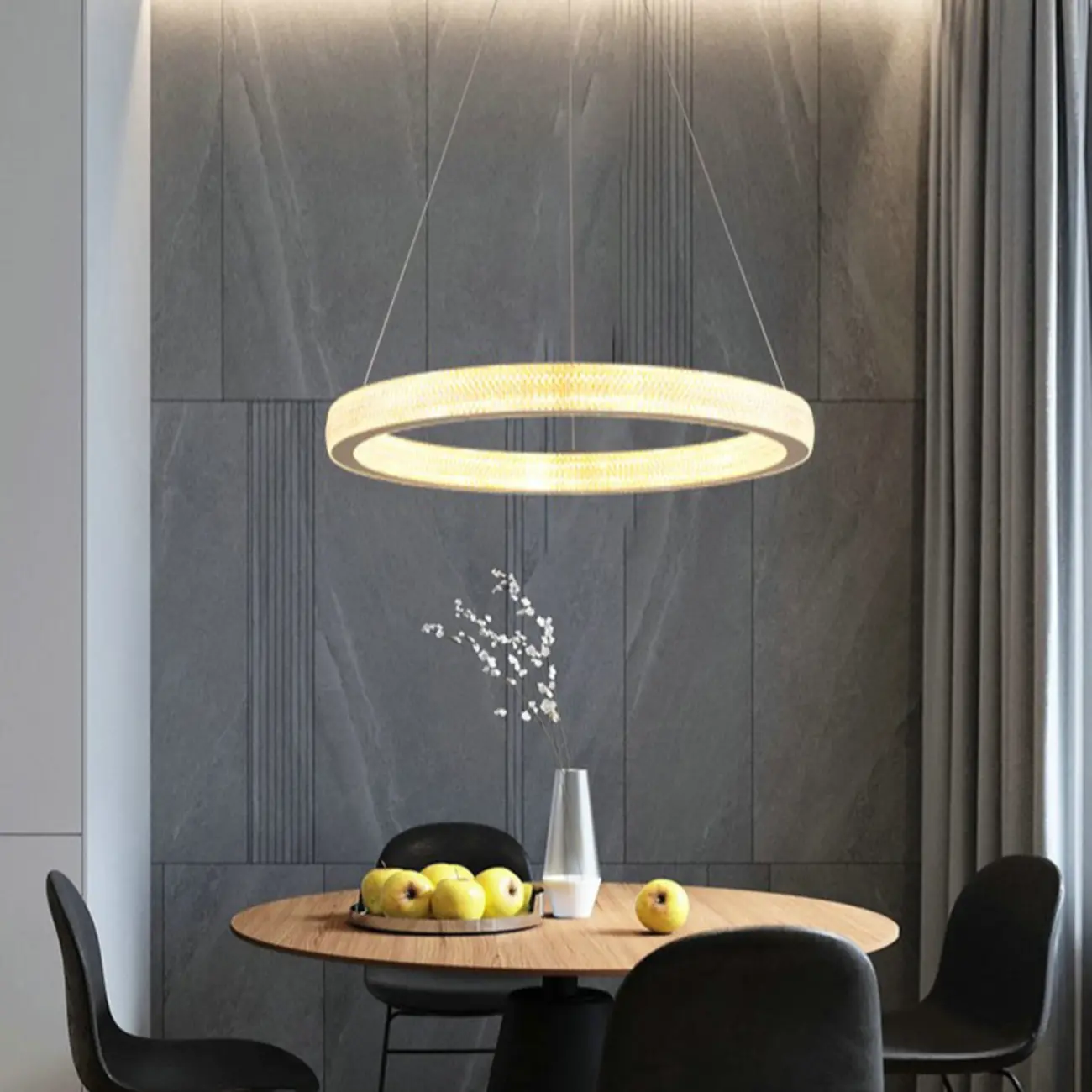 Glamorous Golden LED Double Circle Ring Crystal Chandelier