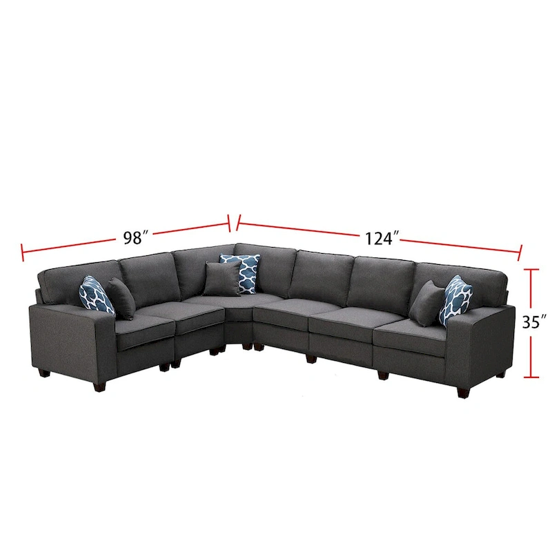 7 Piece Modular L-Shape Sectional Sofa with Ottoman