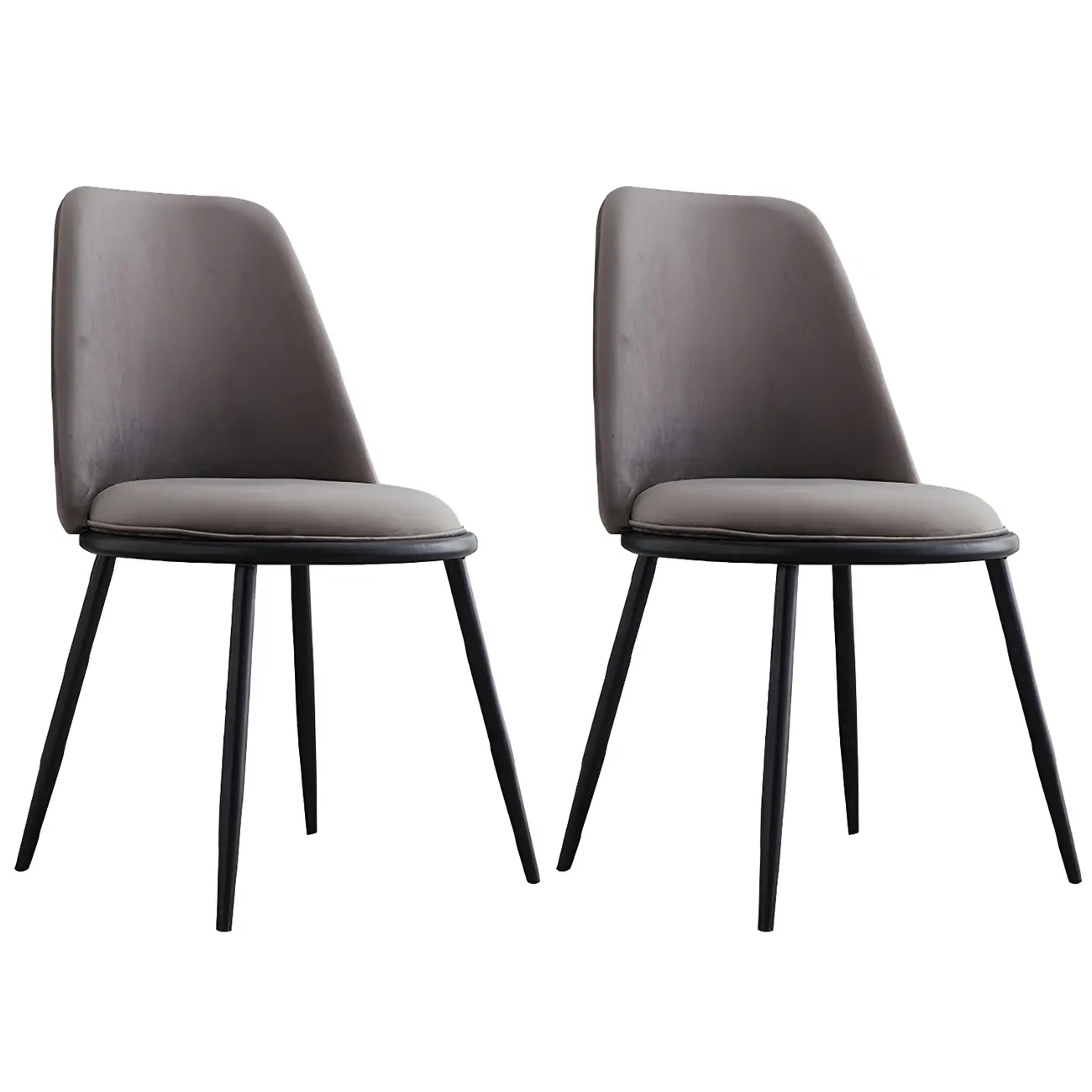 Glam Scandinavian Leather Armless Dining Chairs Metal Frame