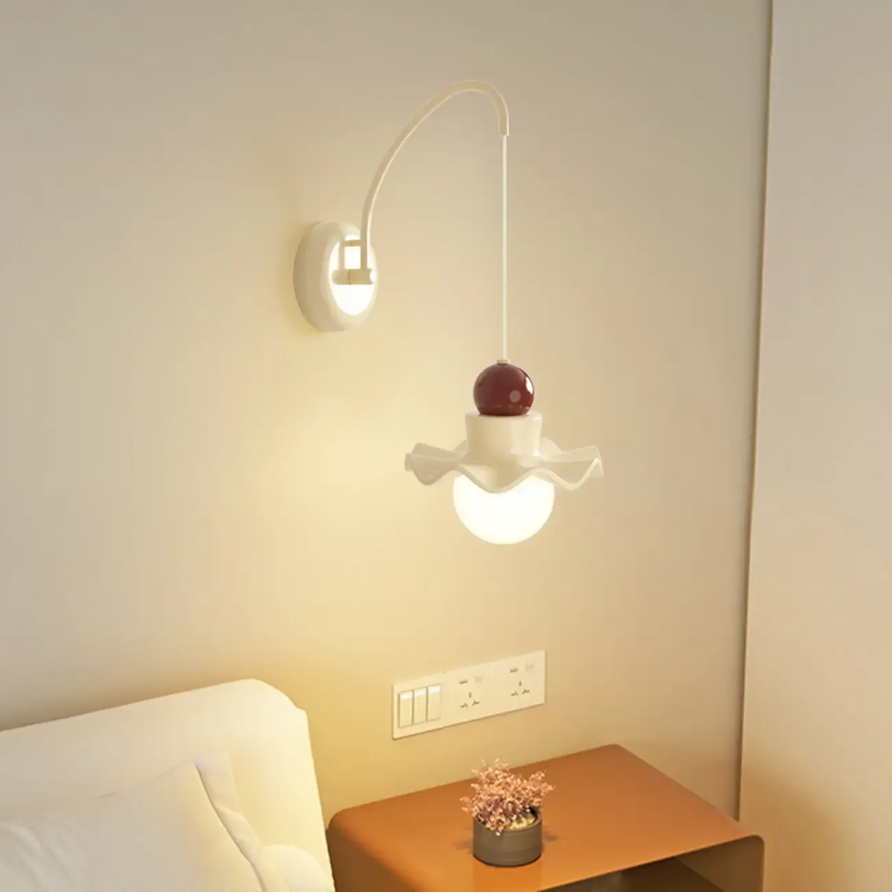 Modern White Resin Shade Wall Sconce Light for Bedside
