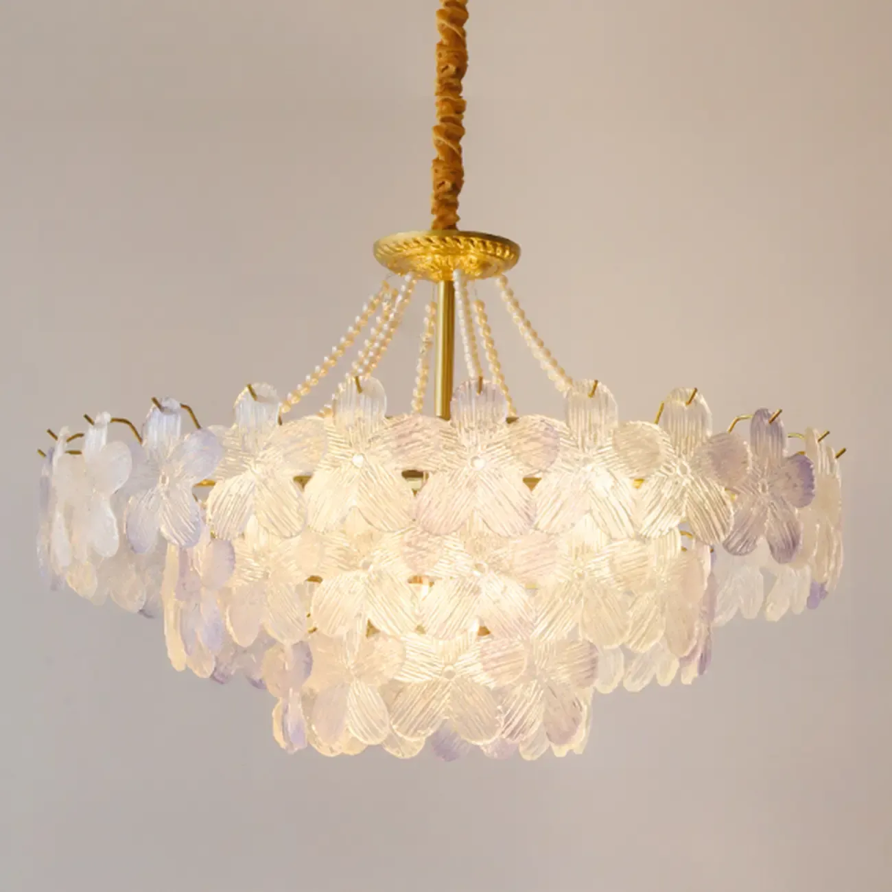 Modern Tier Round Flower Crystal Chandelier