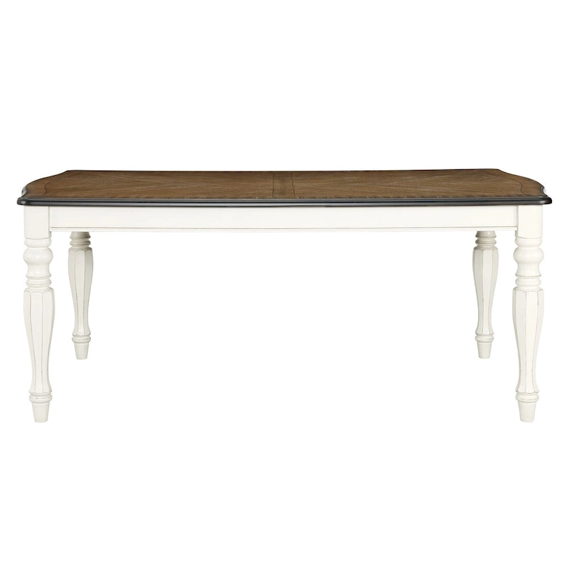 Roundhill Furniture Belleza French Country Dining Table, Antique White and Weathered Oak Finish